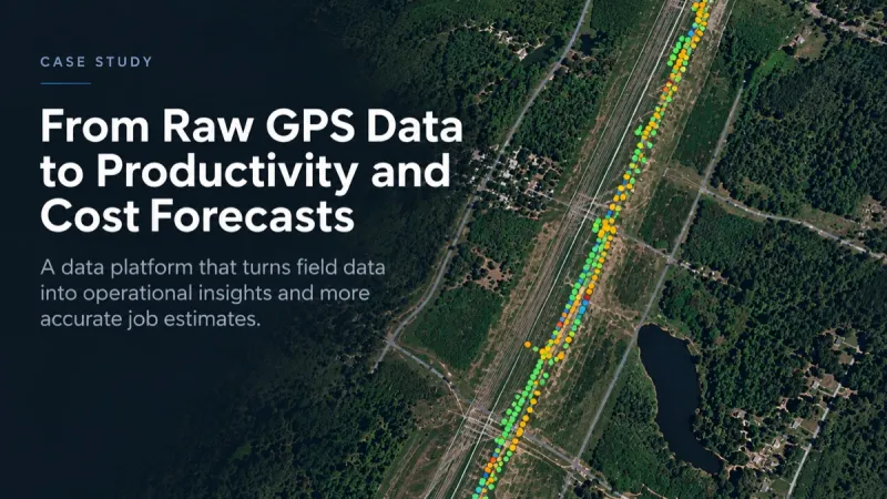 Satellite map with GPS points along a utility corridor