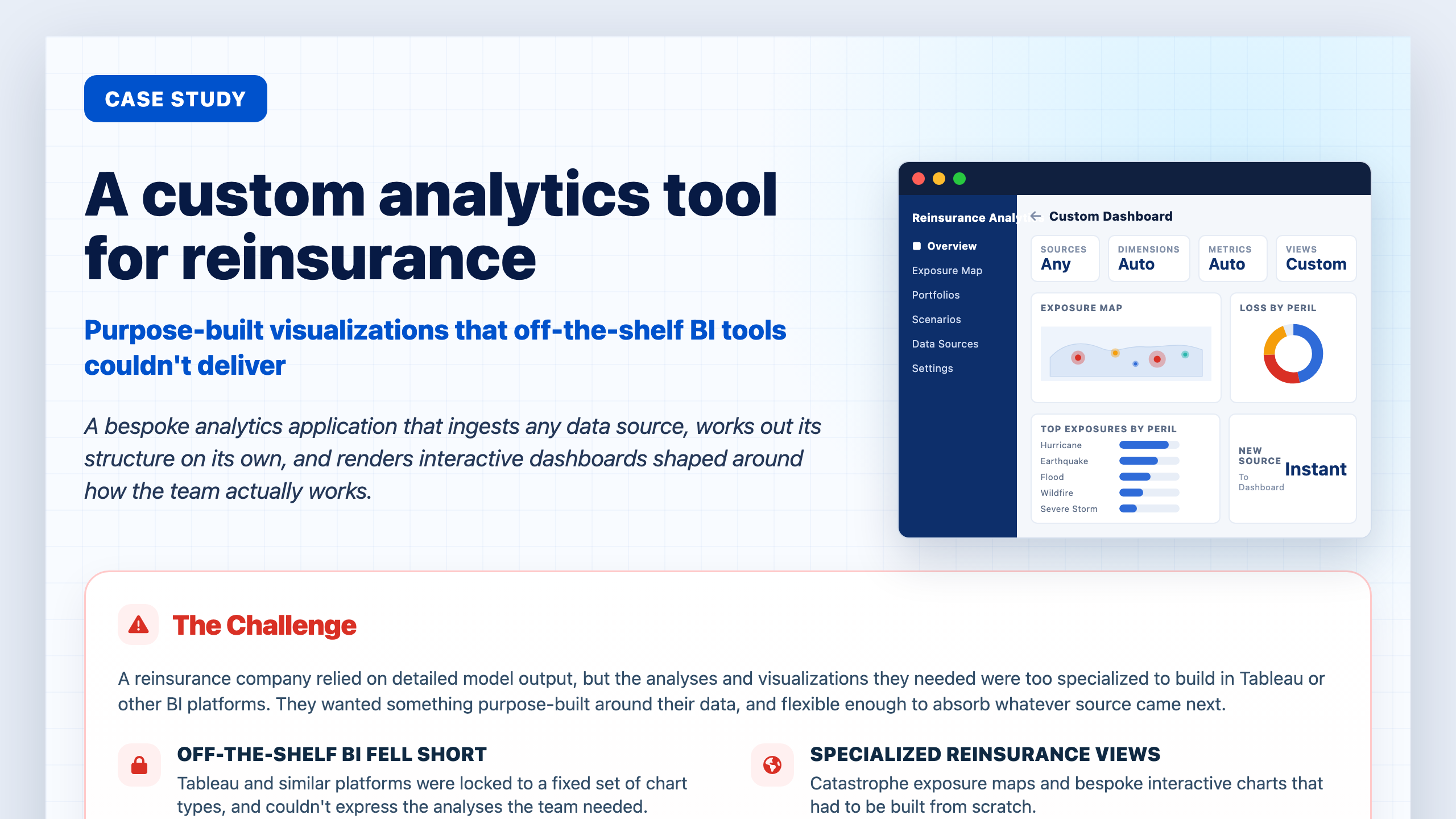 Reinsurance analytics tool screenshot